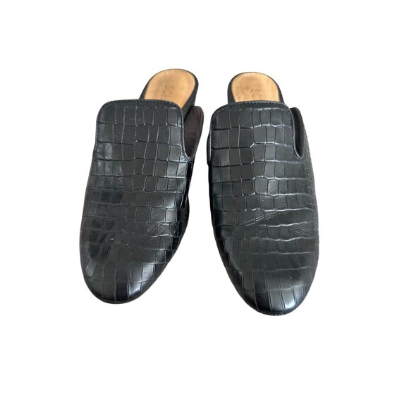 SCHUTZ Black Leather Mule Loafer Flats Size 6 - Picture 2 of 7